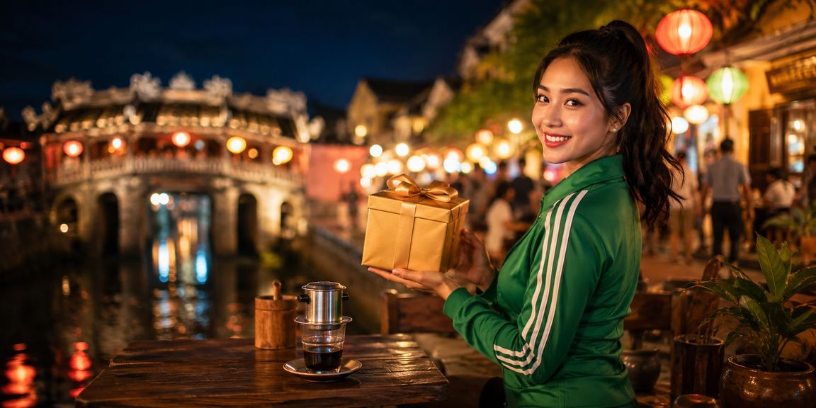 Người dùng đọc FAQ tiền thưởng xoso88 tại quán cà phê Hội An